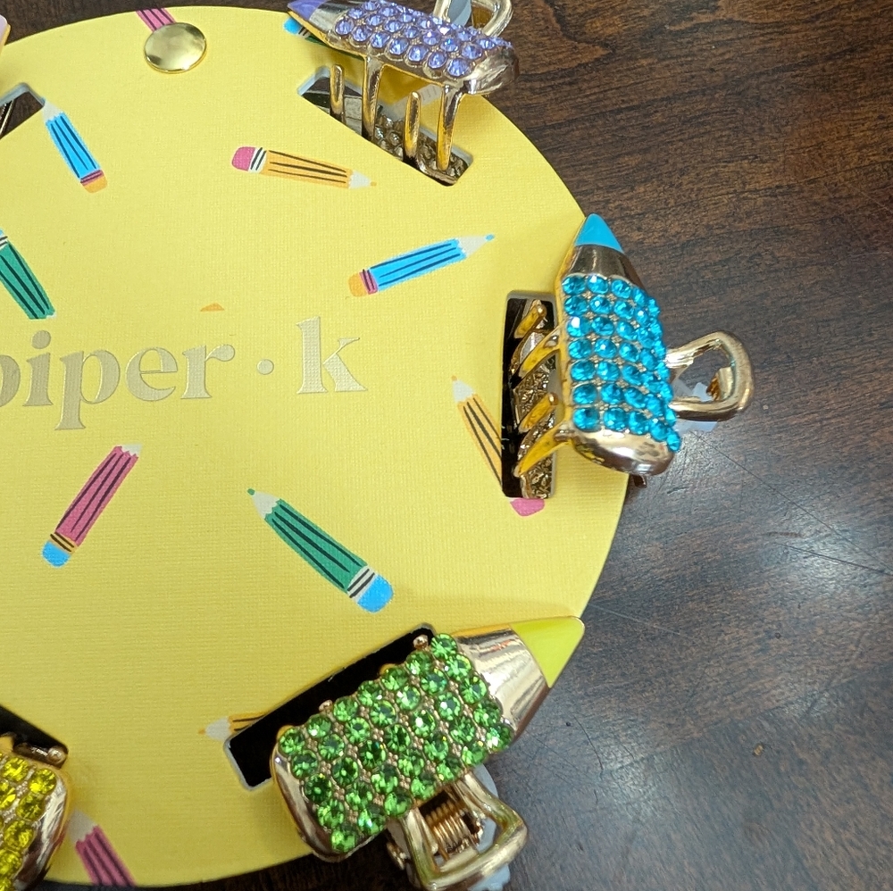 NWT Piper K Blingy Rhinestone 6 Crayon Hair Claw Clips - Picture 3 of 6